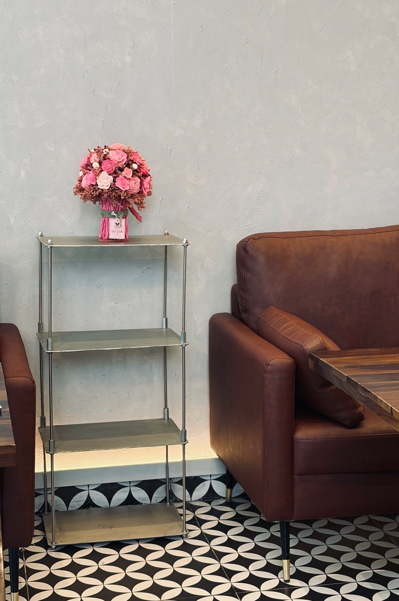 Stainless steel shelf supplied for Onefold cafe