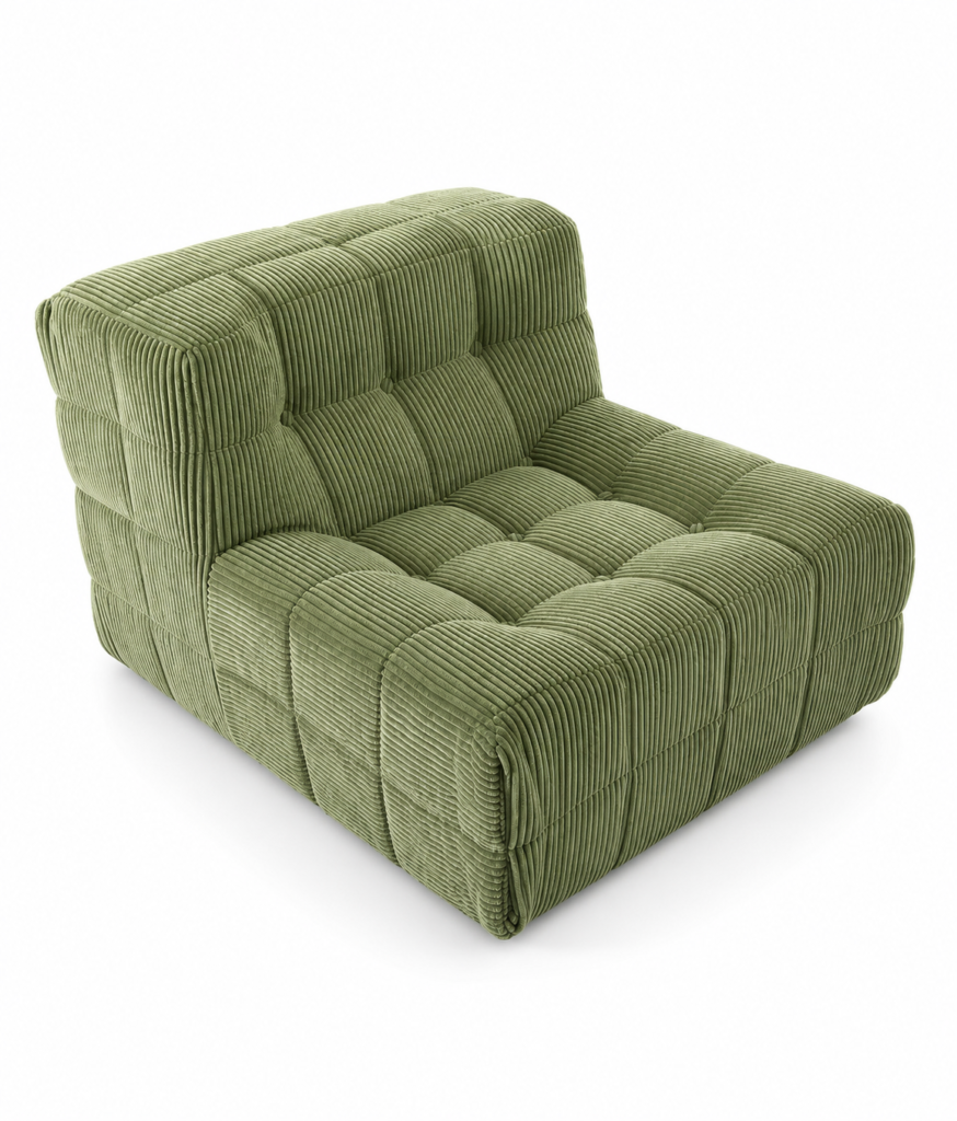 Compressed Single Sofa with Armrests – Green
