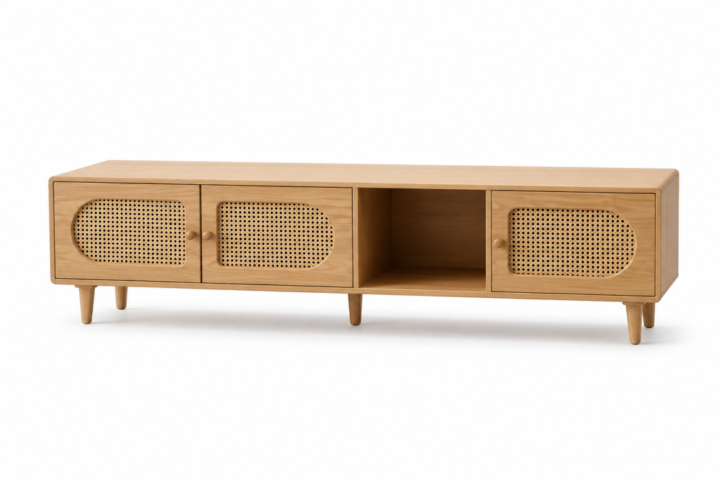 160 cm TV Cabinet + 120 cm Coffee Table Set – Natural Wood Finish