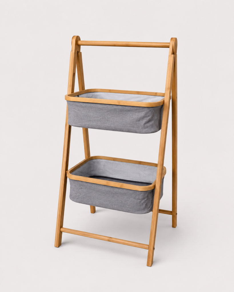 2-Tier Bamboo Laundry Basket