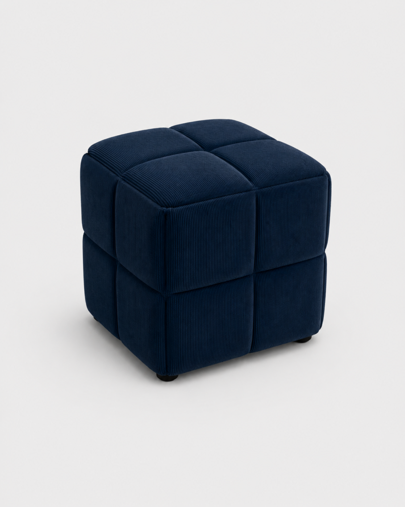 Cube Pouf Stool – Blue