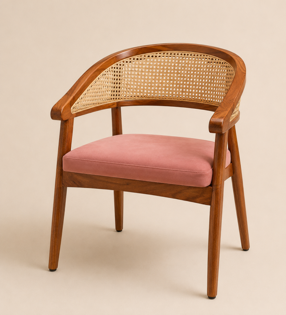 Jodhpur Acacia Curved Chair – Pink