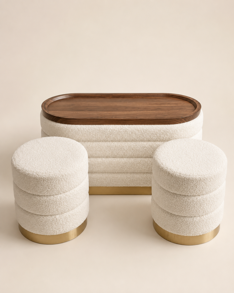 Ottoman & 2-Stool Set