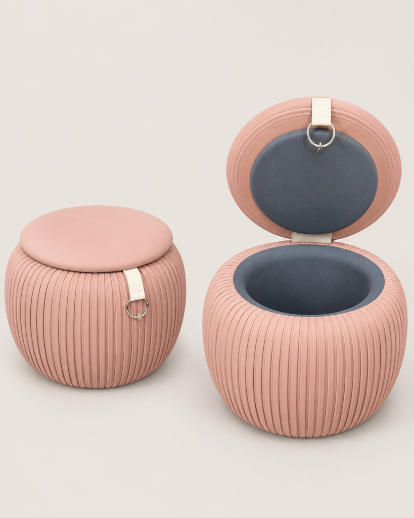 Storage Ottoman Stool – Pink