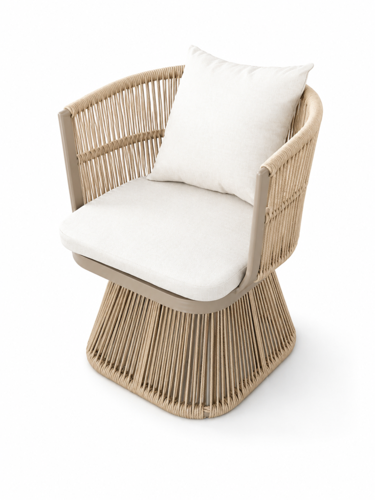 Swivel Rope Outdoor Chair – Cream