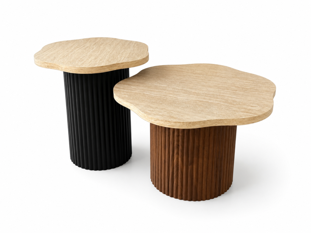 Wave Coffee Table Set – Black & Brown